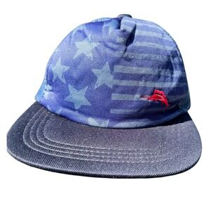 Tommy Bahama Baseball Cap Hat Blue Red Stars Stripes Mesh‎ Back Patriotic